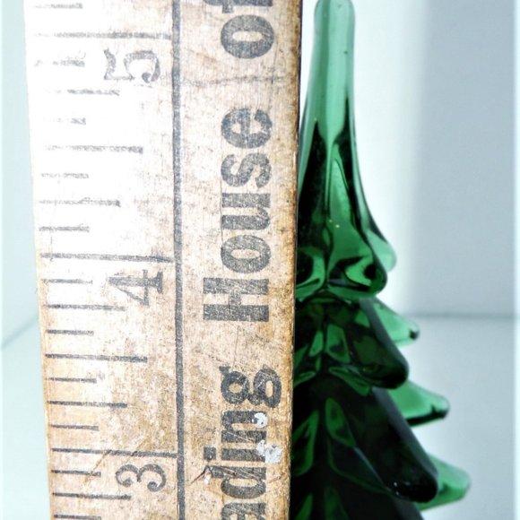 LAST MARKDOWN HANDMADE IMPORTED Beautiful crystal green glass tree. 5" - Picture 5 of 7